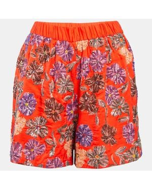 Maje Floral Sequin Embroidered Crepe Izul Shorts