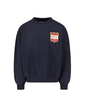 Rhude Filatro Crest Cotton Logo Printed Sweatshirt - Blue