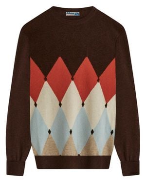 Ballantyne Argyle Pattern Cashmere Sweater - Black