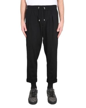 Balmain Relaxed Fit Wool Pants - Black