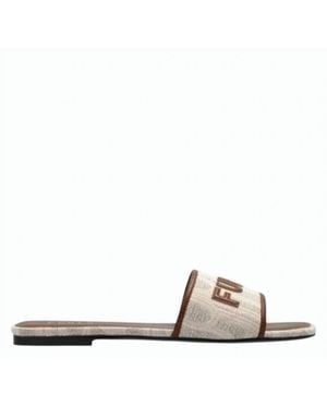 Furla Neutral Slip On Open Slippers - Natural