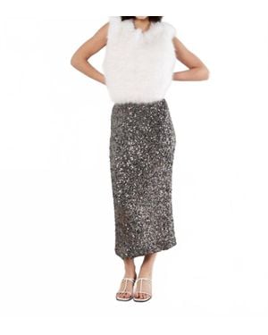 Apricot Sequin Midi Skirt - Gray