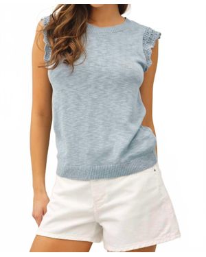 Be Cool Clara Ruffle Sleeve Top - Blue
