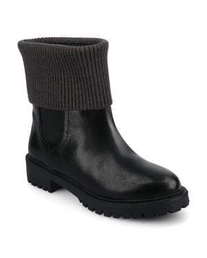 Journee Collection Journee Isabeau Medium And Wide Width Knit Collar Chelsea Boots - Black