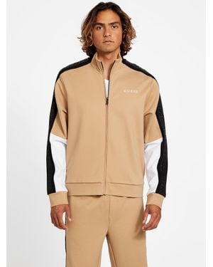 Guess Jose Color Block Logo Zip Jacket in Black for Men Lyst