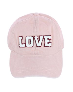 David & Young Chenille Love Lettered Baseball Cap Hat - Pink