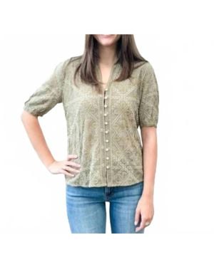 Johnny Was Briallen Short Sleeve Shirt - Natural