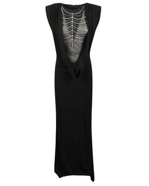 John Richmond Riciomi Mesh-Panel Draped Viscose Maxi Dress - Black