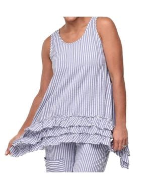 Tulip Clothing Seersucker Striped Top - Blue