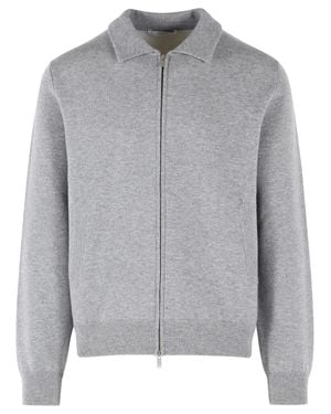 Lardini Fine Knitted Wool Bomber Jacket - Gray