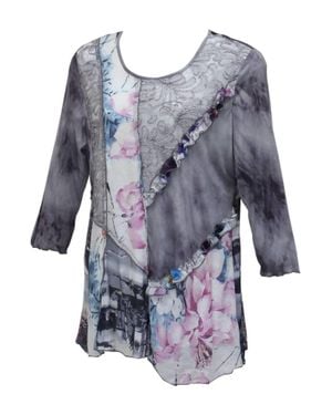 Tuva Collection Floral & Ruffle Tunic - Blue
