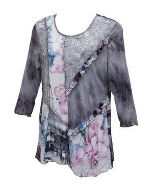 Tuva Collection Floral & Ruffle Tunic - Blue
