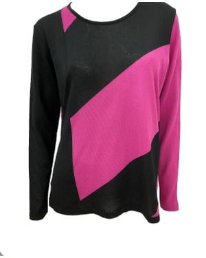 Angel 3/4 Sleeve Abstract Crew Top - Pink