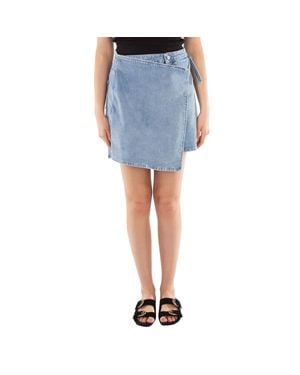 Calvin Klein Denim A-Line Wrap Skirt - Blue