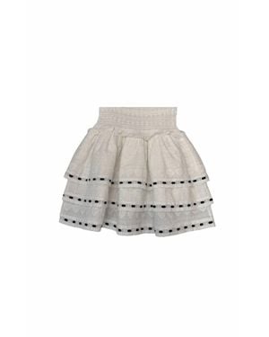 Theme Girls Gemma Heart & Flower Eyelet Mini Skirt With Ribbon - White