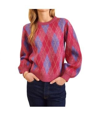 John + Jenn Diamond Long Sleeve Sweater - Red
