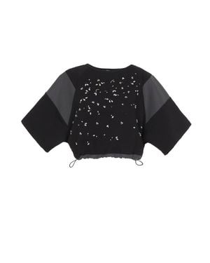 Mantu Gem Embellished Crop Top - Black