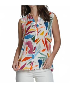 Apny Sleeveless Button Blouse - White