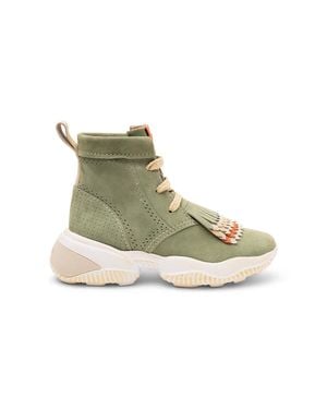 Hogan Fringe-Trimmed Lace-Up Boots - Green