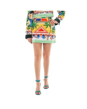 CASABLANCA Ladies Triomphe D' Quilted Mini Skirt - Yellow