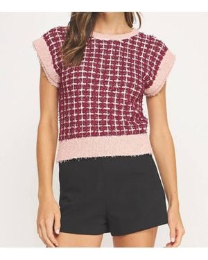 Strut & Bolt All Yours Check Tweed Knit Sweater - Red