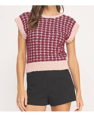 Strut & Bolt All Yours Check Tweed Knit Sweater - Red