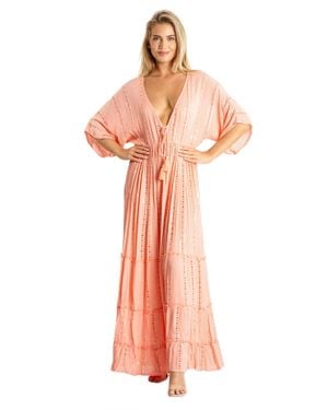 La Moda Clothing Lani Maxi Coral Robe Dress - Pink