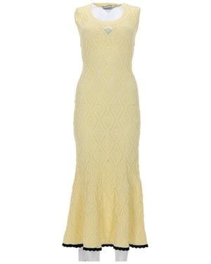 Self-Portrait Sleeveless Geometric Round Dress - Yellow