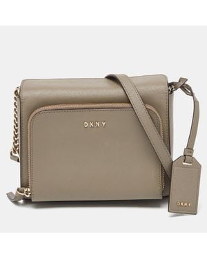 DKNY Saffiano Leather Bryan Park Pocket Crossbody Bag - Natural