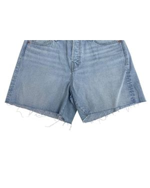 AE77 Cotton Blend Rough Hem Jort Denim Jean Shorts - Blue
