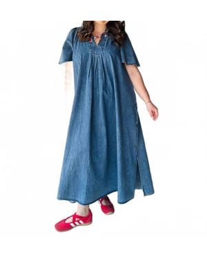 Easel Wing Sleeve Dress - Blue