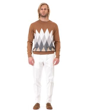 Ballantyne Diamond Knit Sweater - White