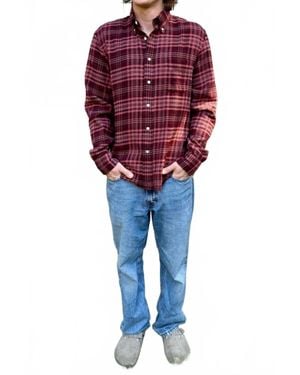 Hartford Pitt Light Plaid Flannel Shirt - Red