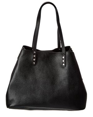 Italian Leather Top Handle Tote - Black