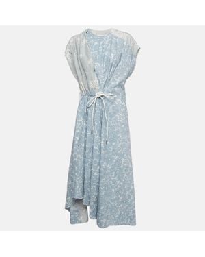 Sportmax Floral Print Asymmetrical Midi Dress - Blue