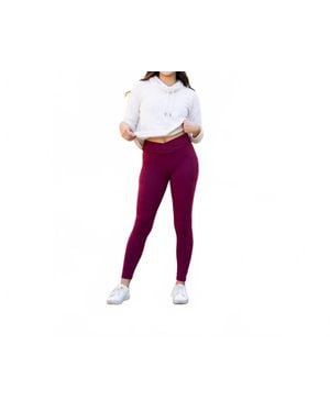 Julia Rose Molly Crossover Full Length Leggings With Pockets - Red