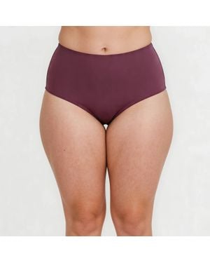 Calypsa Plus Full Coverage High Waisted Bikini Bottom - Purple