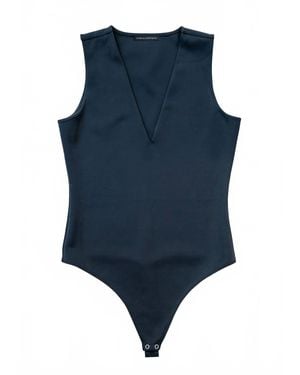 Circular Path V Neck Bodysuit - Blue