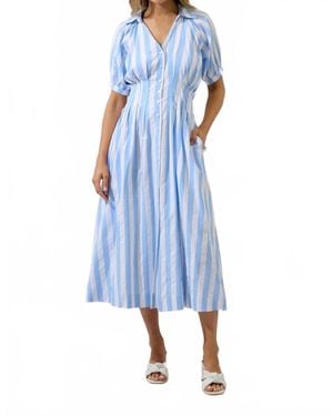 Sugarlips Silvie Pleated Fays Stripe Midi Dress - Blue