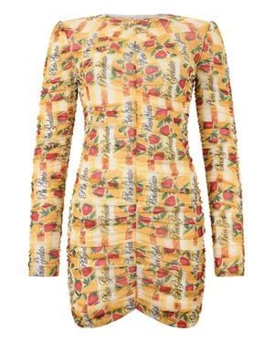 Philipp Plein Wrinkled Tulle Mini Dress Gelato - Yellow