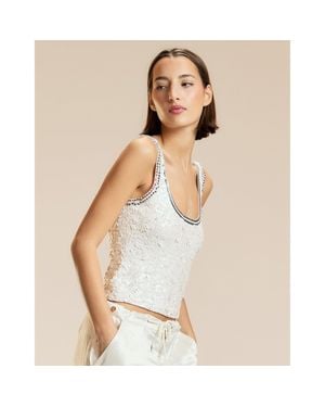 Cynthia Rowley Sequin Scoop Tank - Natural