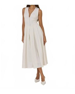 Evenuel Button Front Midi Dress - White