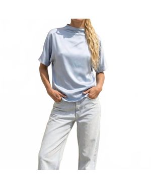 Amanda Maria Butter Satin Batwing Top - Blue