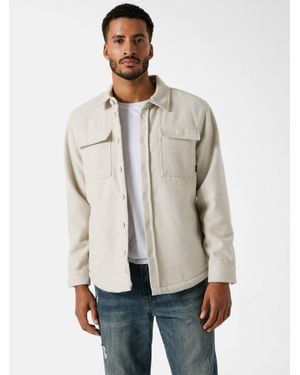 Guess Dexi Wool-Blend Flannel Shirt - Natural