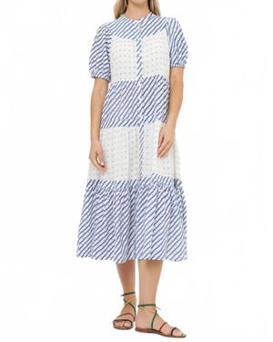 Oliphant Tiered Midi Dress - Blue