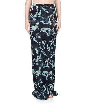 Priscavera Mesh Button Down Maxi Skirt - Blue