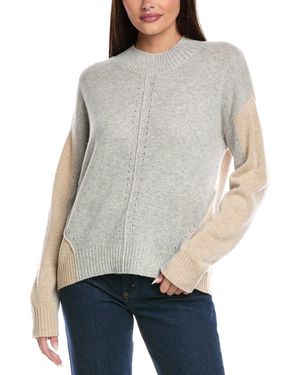 Isla Ruby Colorblock Cashmere Sweater - Gray