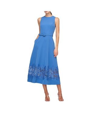 Kay Unger Plus Vivianne Embroidered Polyester Evening Dress - Blue