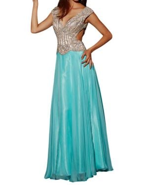 Angela & Alison Chiffon Prom Dress - Blue