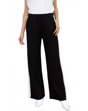 Before You Collection Scuba Modal Side Stripe Pants - Black